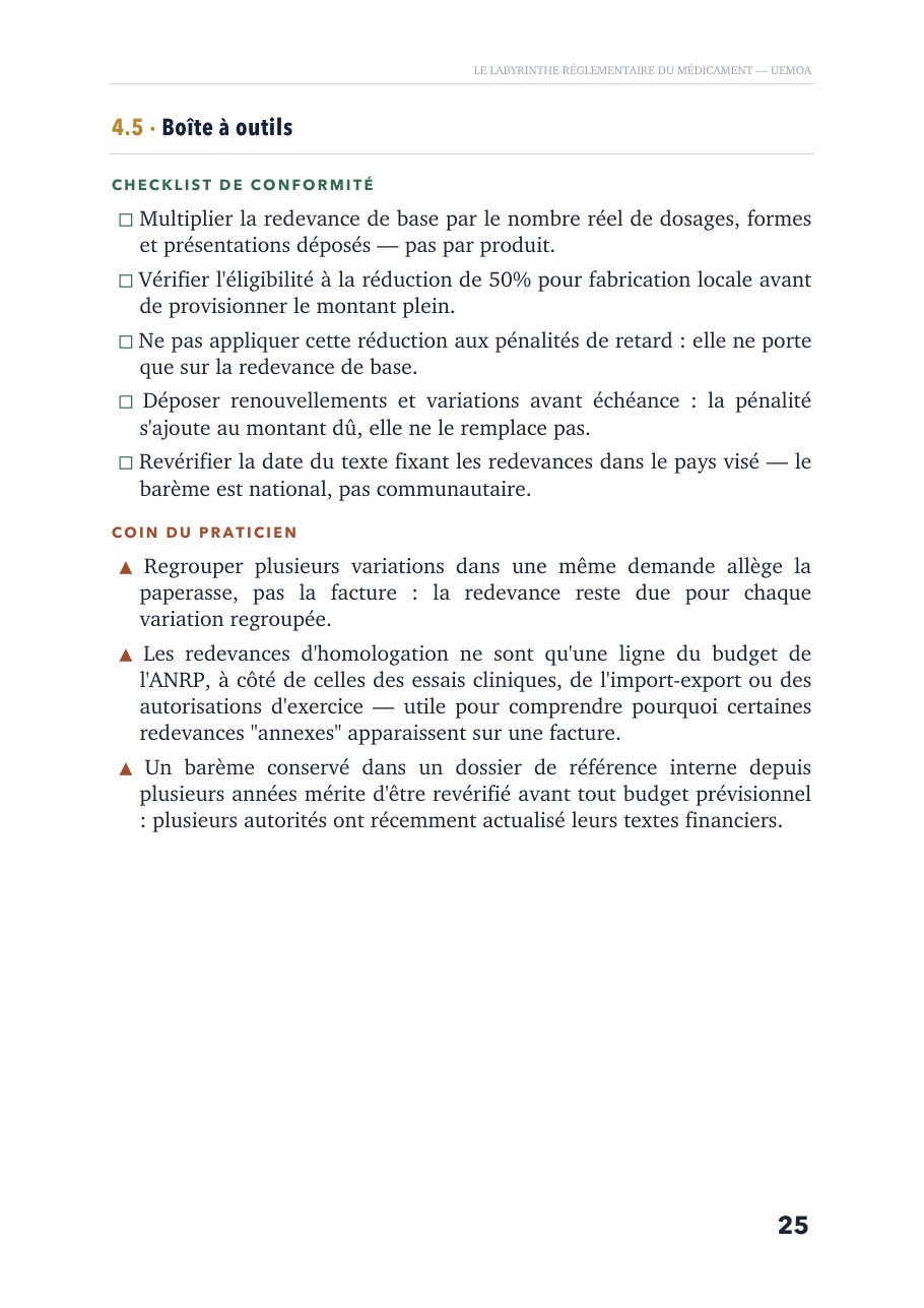 Boîte à outils : checklist de conformité et coin du praticien